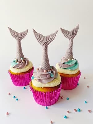 3 cupcakes de sirenas