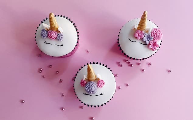 Cupcakes unicornios vista cenital